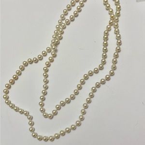 Art Deco Style, 48-inch Long Faux Pearl Necklace